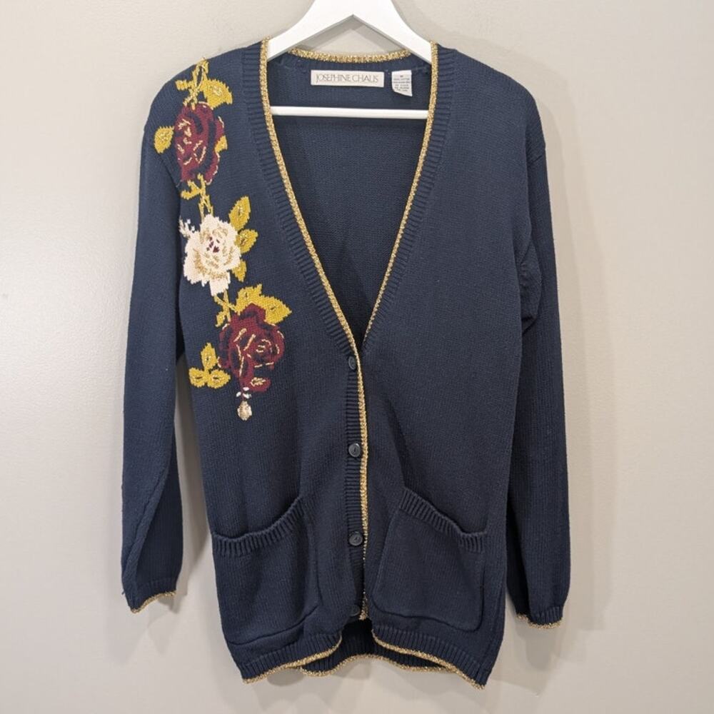 VTG Josephine Chaus Cadigan Sweater Tunic Academia CottageCore GrandpaCore M